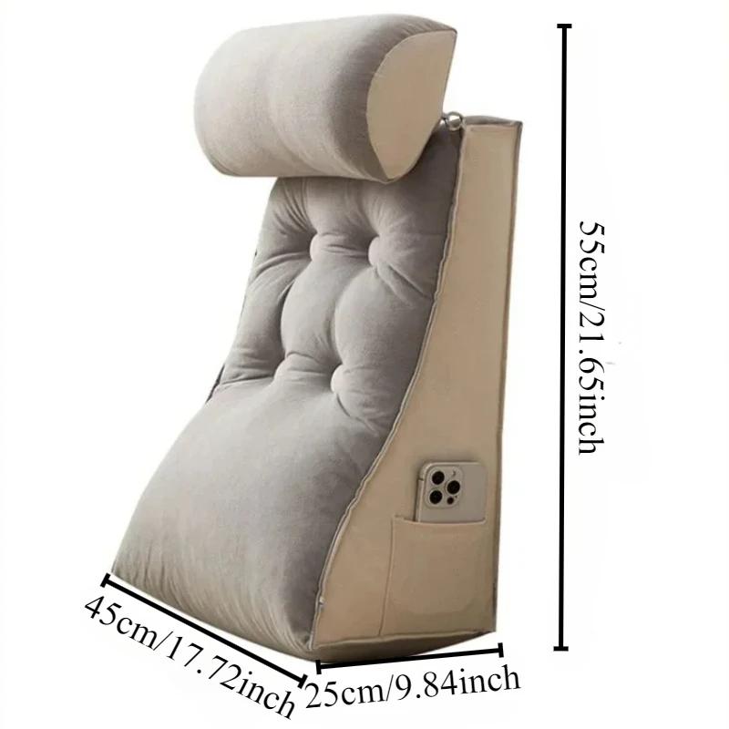 Comfort Triangular Reading Pillow Lumbar Support Cushion with Headrest Big Wedge Adult Backrest Lounge Sofa Cushion Bed Pillow