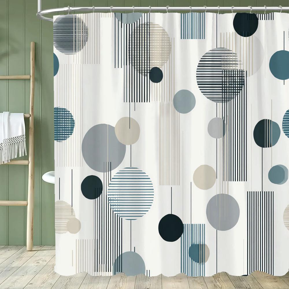 Современная Минималистичная Геометрический Узор Занавеска для Душа, Полиэстеровая Ткань Моющаяся Ванная Комната Занавески, Домашний Декор С Крючками
