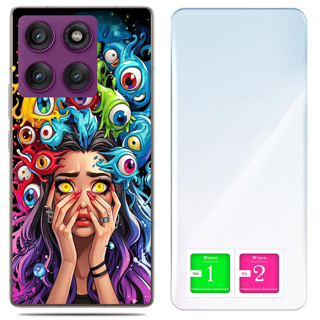 Etui Do Motorola Edge 60 Pro Obudowa Foto Case Plecki Oczy + Szkło 9H