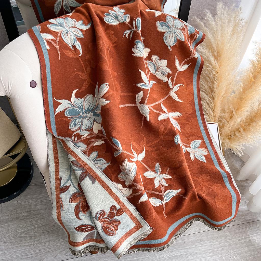 Шарф, расширенная цветочная мода и простота, универсальный во все сезоны, женский шарф из утолщенного имитированного кашемира