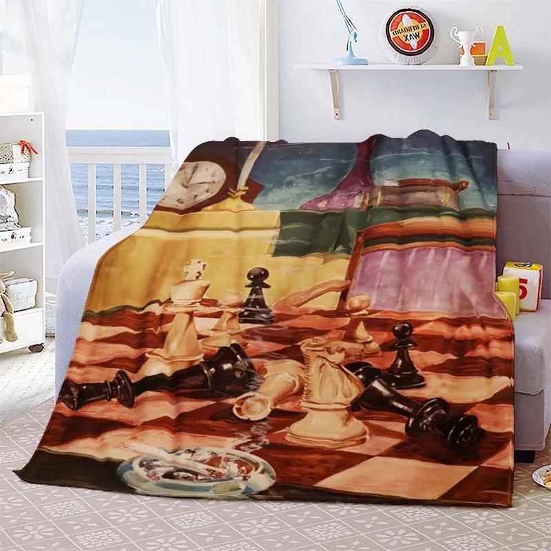 Chess Printed Soft Flannel Throw Blanket International Chess Beds Hiking Picnic Sofa Couch Cover Fashion Bedspread Blanket Gifts