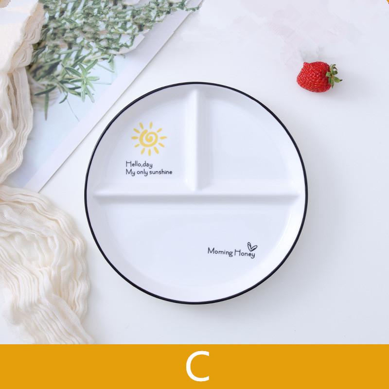 Скандинавская круглая тарелка-перегородка на одного человека, керамическая тарелка для фруктов, дим-самов, детская обеденная тарелка, тарелка с 3 секциями, тарелки для завтрака, фаст-фуда