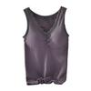 Winter Women Thermal Vest with Chest Pads Seamless Lace V Neck Fast