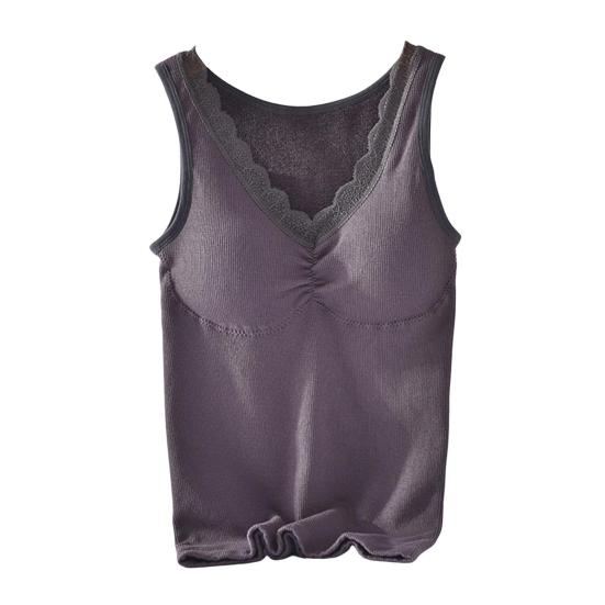 Зимний женский терможилет с нагрудными накладками, бесшовный кружевной V-образный вырез, быстрая фиксация температуры, согревающий, облегающий, эластичный, без рукавов, внутренняя одежда, нижняя майка