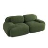 Loveseat Sofa Corduroy, Frameless, Combinable with Curved Armrests and Non-Slip Underside, High-Elastic Padding for Living Room, Bedroom, Green