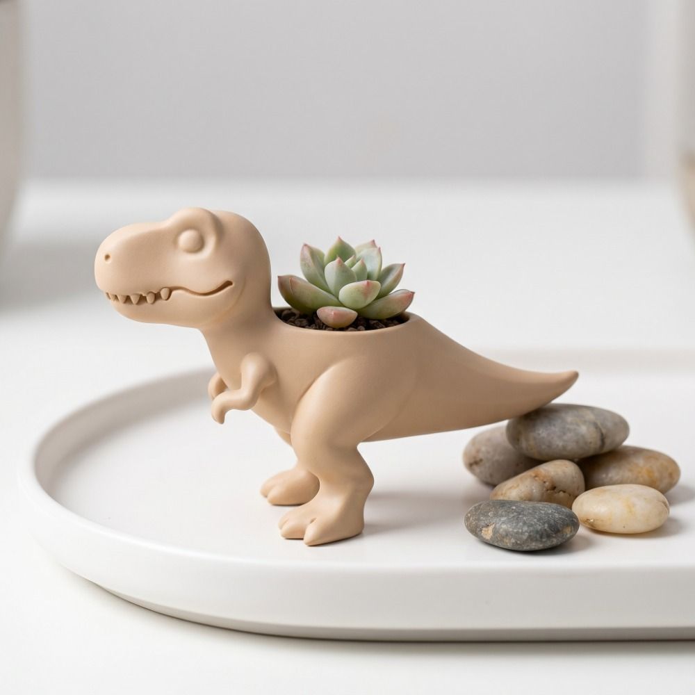 3D Printed Dinosaur Flowerpot Ornaments Mini Potted Planter Dinosaur Statue T-Rex Plant Pot  Gift