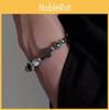 Cross Natural Stone Black Beaded Bracelet For Couples Minimalist Cold Wind Style