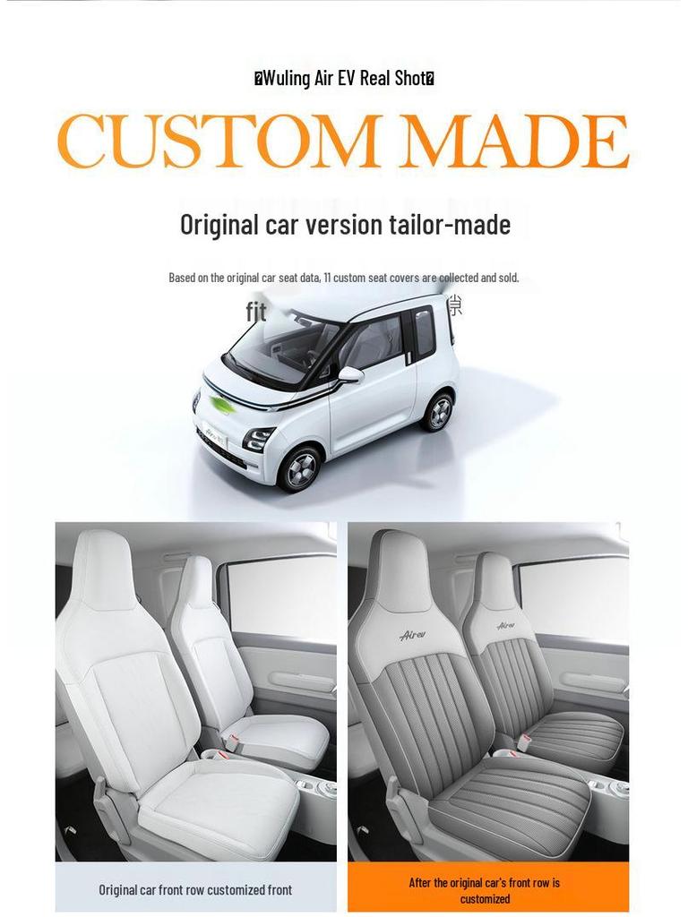 Custom-Fit Leather Car Seat Cushion for Wuling Qingkong - Cute Cartoon Design, Full Coverage for Four-Seat Models
