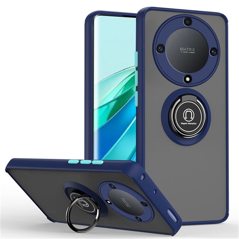 Матовый противоударный магнитный чехол для Huawei Honor Magic 5 Lite X8 X7 X9 X7A X9A X8A 70 60 50 SE с металлическим кольцом-держателем и подставкой, задняя крышка