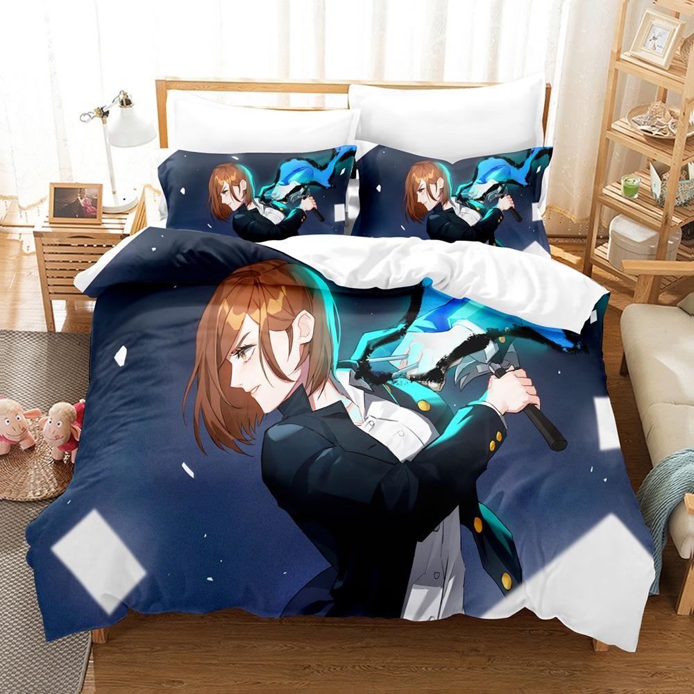 Japanese Famous 3D Anime J-Jujutsu K-Kaisens S-Satoru G-Gojos Christmas Gift King Twin Double Child Bedding Set Microfiber Duvet Cover Set