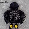 RogueWave Y2K Модный Американский Узор Буквы Свободный Повседневный Худи на Молнии Ретро Худи Модная Куртка