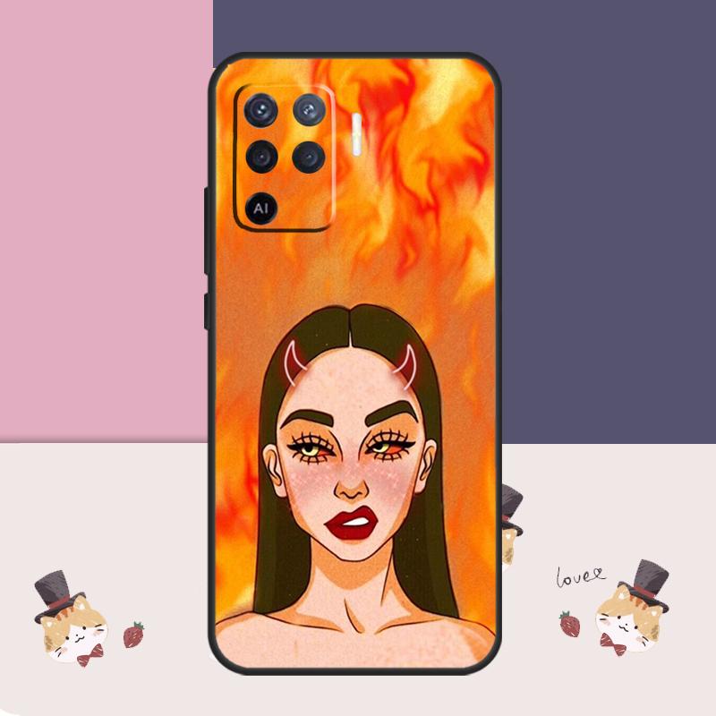Эстетичный чехол 'Дьяволица Плохая Девушка' для Oppo A94 A74 A54 A18 A38 A58 A78 A98 A80 A60 A40 A96 A76 A16 A15 A17 A57 A77 A5 Pro