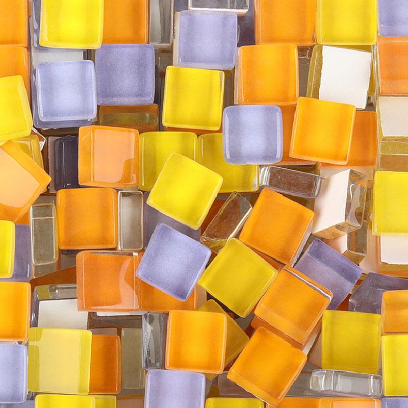 100 г смешанных мозаичных кусочков, ассорти цветов, квадратные мозаичные плитки из блестящего стекла для поделок своими руками, синий, фиолетовый, зеленый, арте