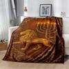 Mosque Crescent Moon Vintage Golden Floral Arch Black Print Soft Flannel Throw Blanket Sofa Bed Islamic Religious Warm Decor Cover
