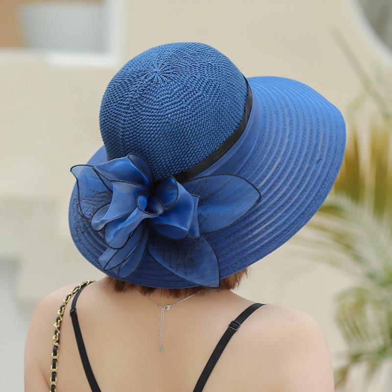 Женская шляпа от солнца, новая шляпа рыбака из органзы с цветочным узором, складная универсальная элегантная шляпа от солнца для отпуска