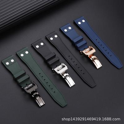 Классический ремешок для часов из мягкого фторкаучука FKM 20 мм, 21 мм, 22 мм, для часов IWC, большой ремешок Pilot Portofino GUN с заклепками