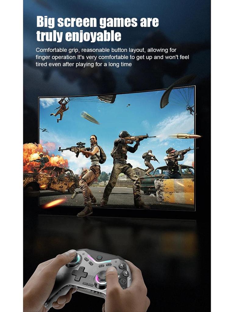 Игровой контроллер с магнитным корпусом, регулируемым джойстиком Холла, совместимостью с Switch/Android/iOS, беспроводным Bluetooth, вибрацией и световыми эффектами