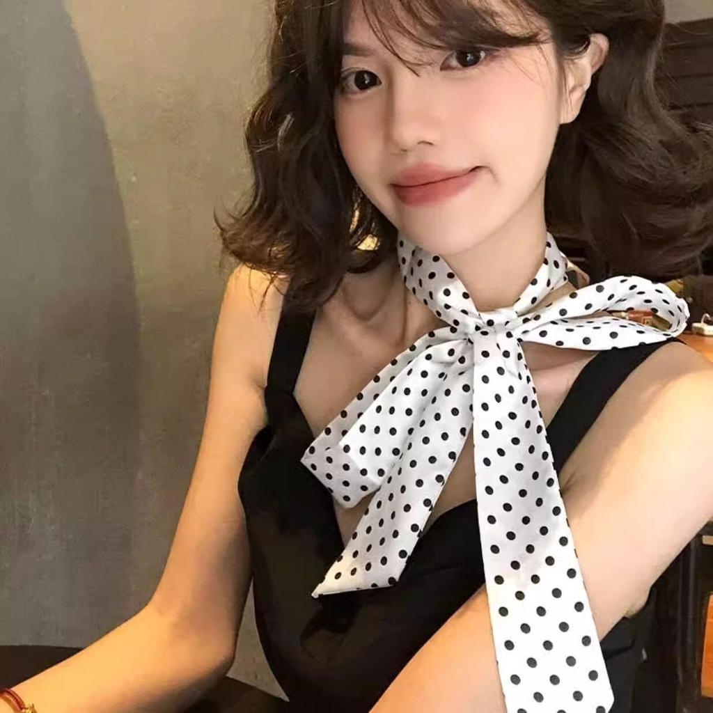 Корейский многофункциональный шарф в горошек, галстук, повязка для волос, аксессуар