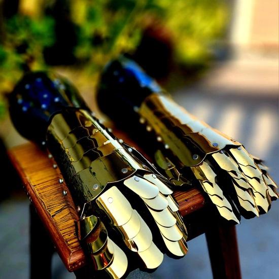 Medieval Gloves Gauntlets Metal Hand Gloves Armor Gloves Golden Gloves Best Gift for Love Once