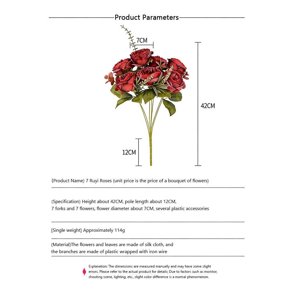 7 Heads Simulation Flower Rose Silk Petals Faux Flower Rose Artificial Flowers Home Decoration