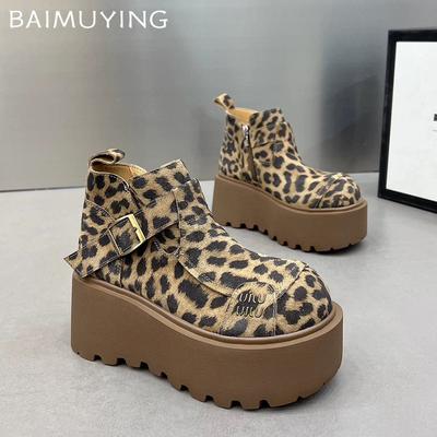 Женские зимние ботильоны на платформе из замши и хлопка на среднем каблуке, модные зимние теплые удобные ботинки на молнии 2025 года