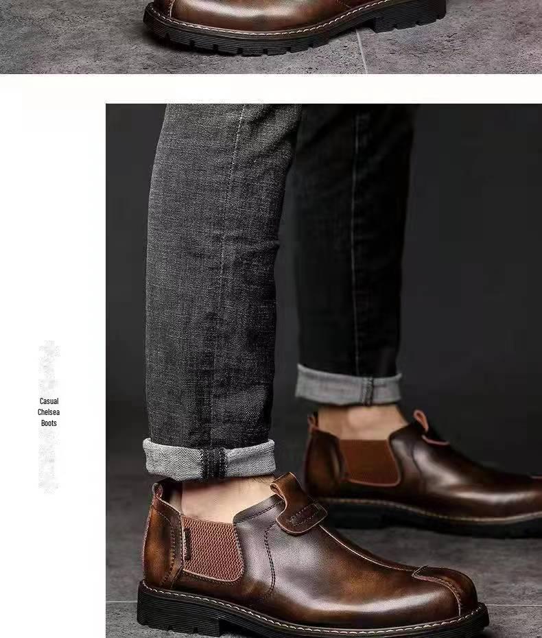 Мужские кожаные туфли в стиле ретро с низким верхом: Повседневные ботинки в весенне-осеннем стиле