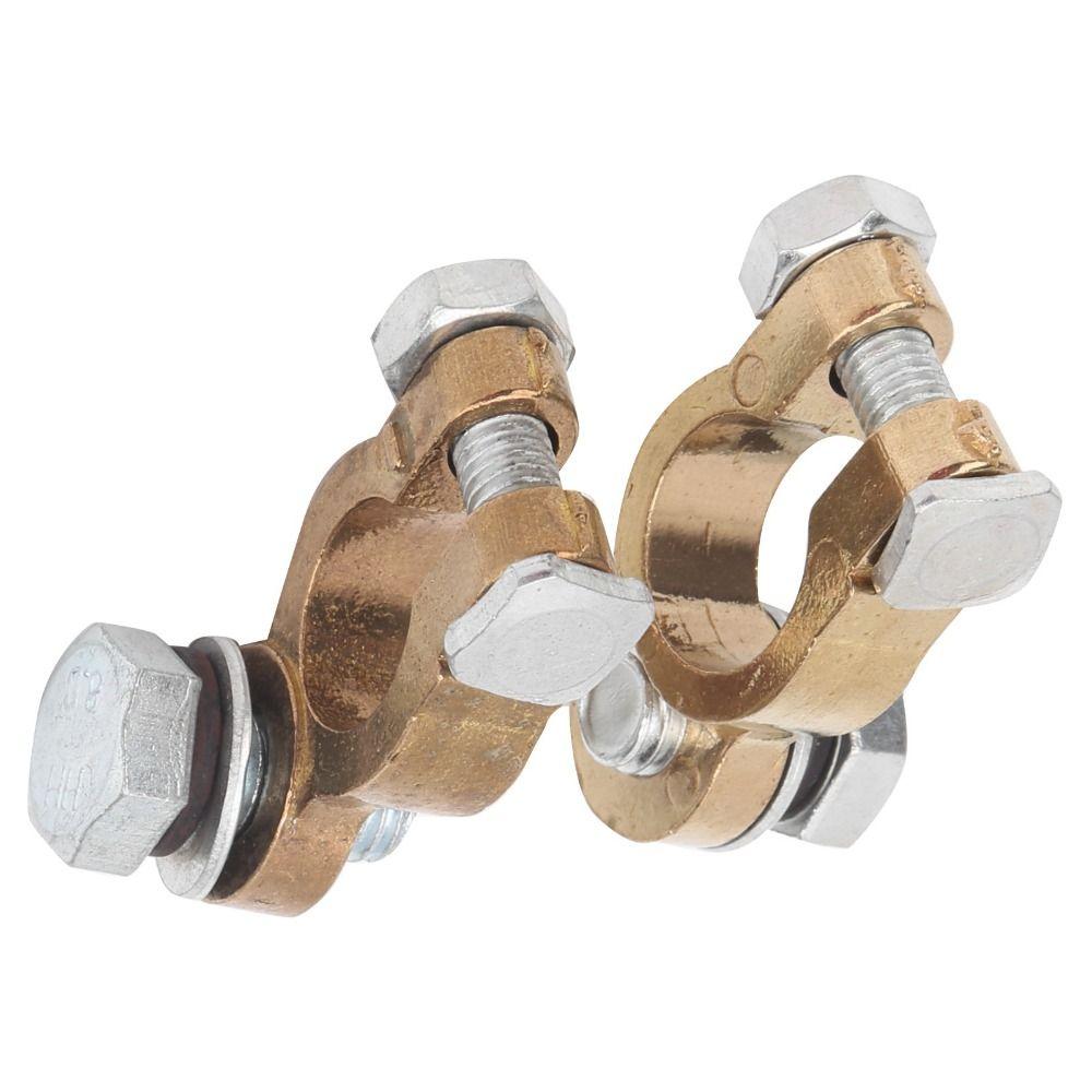 2PCS Alloy Battery Terminal Connectors Brass Positive Negative Terminals Top Post Connectors Boat