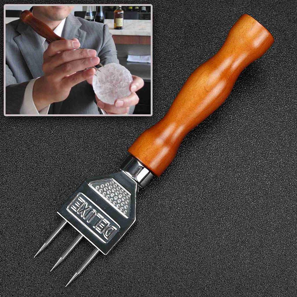 ABUL-2X Ice Pick - Sturdy Ice Chipper With Solid Wood Handle,Three Pronged Ice Crusher For Cocktail Bartender