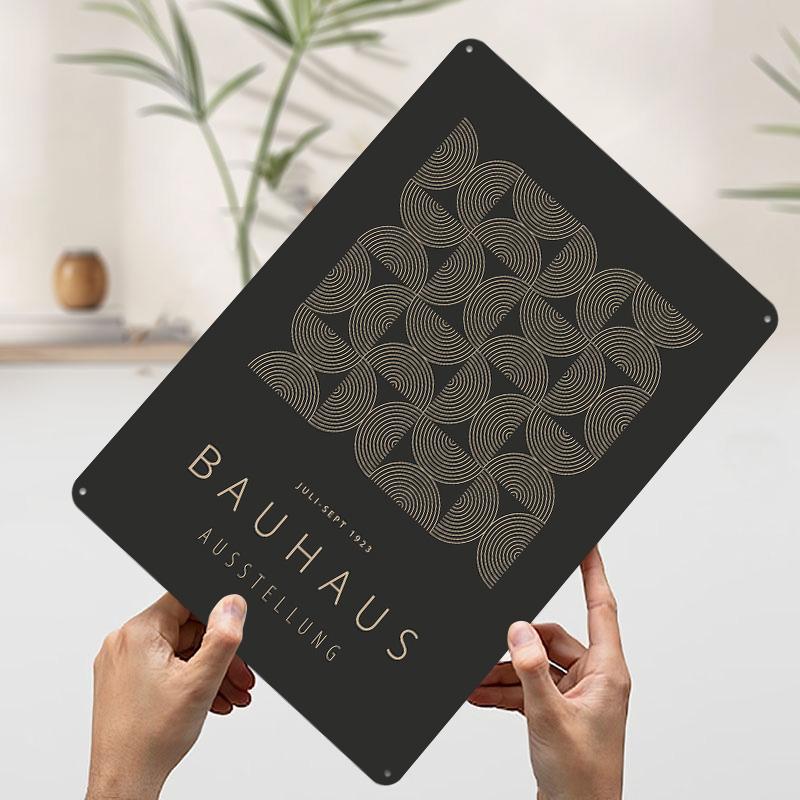 BAUHAUS Concentric Tin Plaque Poster Customized Wall Art Retro Vintage Metal Signs for Man Cave Room Decorations House Decor