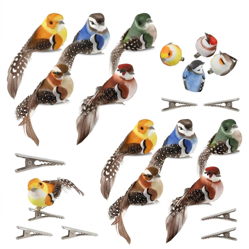 Decorative Artificial Bird Set 10Pcs 5Styles With Clips For Home Wedding Decoration