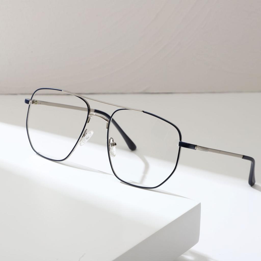 Очки Metal Trend Plain Face High Sense Мужские пилотные очки с двойным лучом для близорукости Оправа для очков в стиле ретро