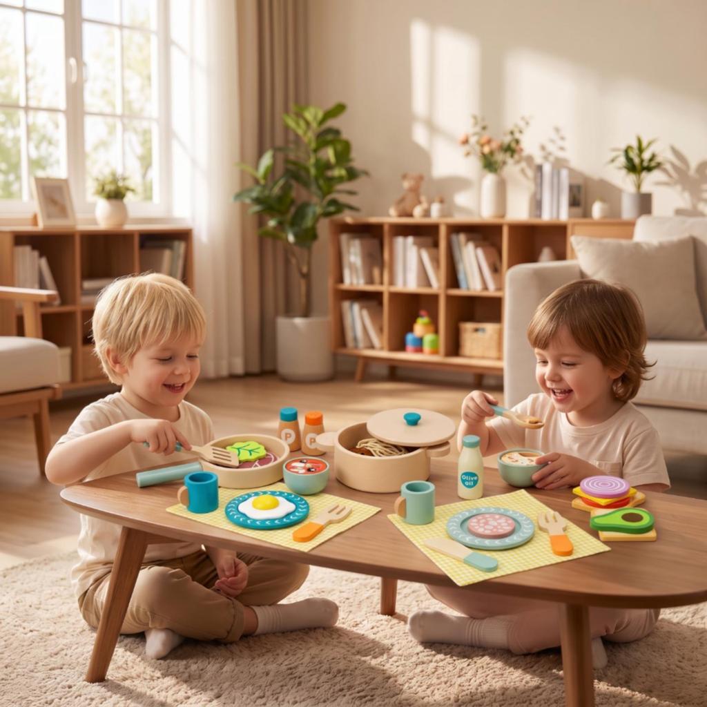 Wooden Tea Set Screenunplugged Party Playset Pretend Play Kitchen