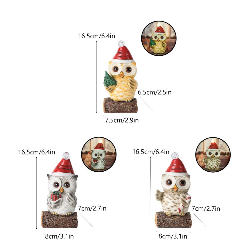 Мультяшная Сова, миниатюрная фигурка из смолы со светодиодной подсветкой, шапка Санты, рождественский праздничный домашний стол, книжная полка, декор, орнамент