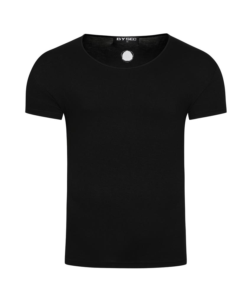 BYSEC U-Neck Muscle Stretch Plain Short Sleeve_2 Colors