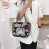 Cartoon Embroidered Canvas Handbag Women's Bag Casual Handbag Office Worker Small Satchel