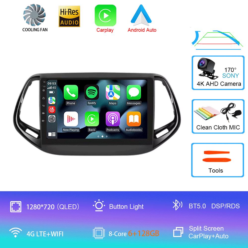 Для Jeep Compass 2017 - 2019 360 камера головное устройство Android 14 видеоплеер автомобильное радио Авторадио Мультимедиа GPS навигация монитор