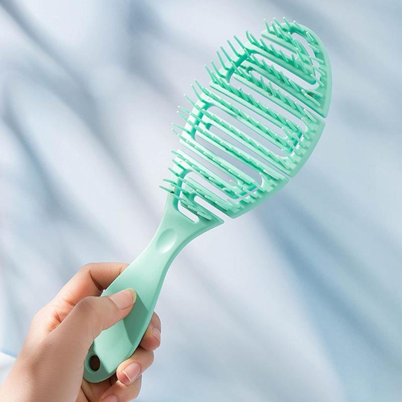 Practical Wet Brush Dry Curved Comb Massage Comb Fluffy Shape Ribs Curling Comb On Wet Hair