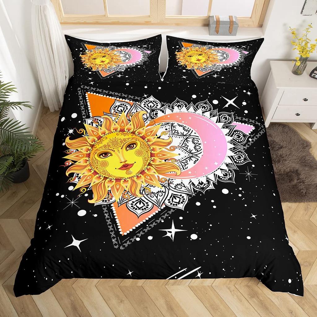 Комплект пододеяльника Sun And Moon King Size Фиолетовый Лиловый Ловец снов Звездный Постельный комплект Для Детей 2/3 предмета Богема Покрывало