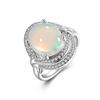 925 Sterling Silver Natural Opal Elegant Ring for Women & Lady Fine Jewelry Wedding Birthday Party Gift