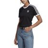 Футболка Femme - ADIDAS - Adicolor Classics 3 полоски - Manches Courtes - Col Capuche - Noir
