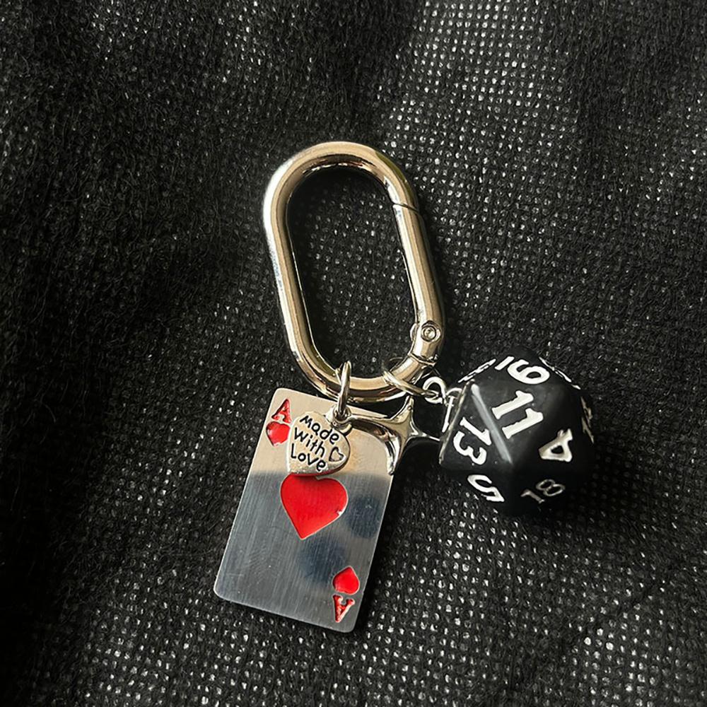 Personality Red A Playing Cards Retro Niche Design Dice Pendant Bag Charm Pentagram Accessories Car A84 Bag Charm