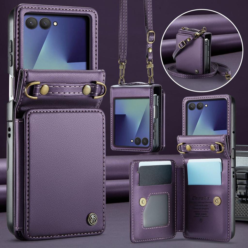 Suitable for Samsung Z Flip 30% off foldable screen phone case with crossbody strap protective cover and card slot stand for Z Flip8