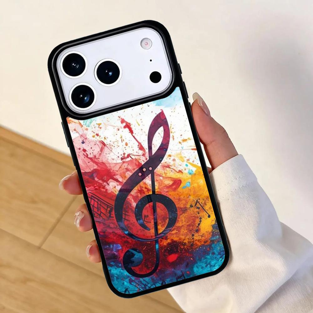 Music Note Musical Treble Clef Mobile Phone Case for IPhone 17 AIR 16pro Max 15 14 13 12 11 Bumper Cover