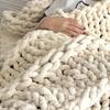 Handmade Knitting Thick Yarn Bulky Winter Soft Warm Blanket Home Sofa Decor