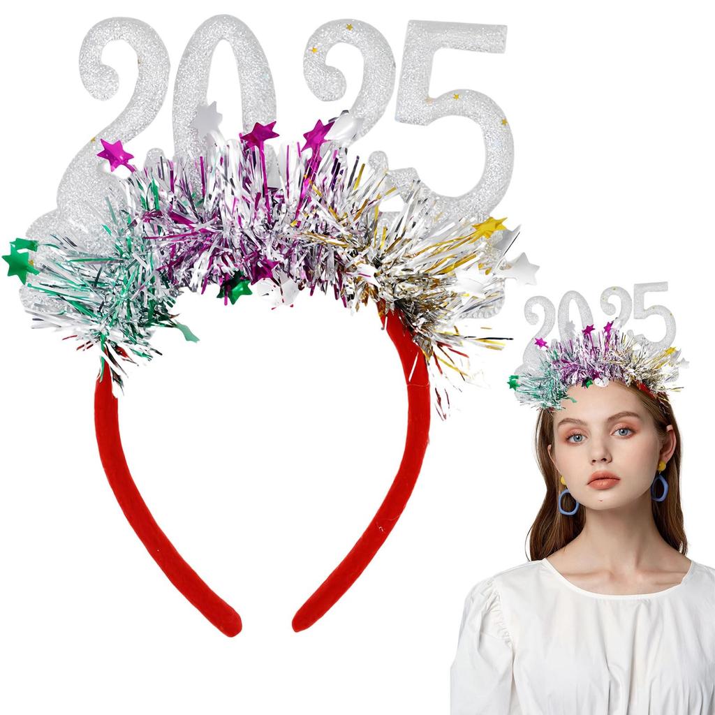 Повязка на голову в канун Нового года 2025 года - Рождественская повязка на голову - Праздничная вечеринка, нарядная повязка на голову, украшения в виде звезд - Празднование Нового года