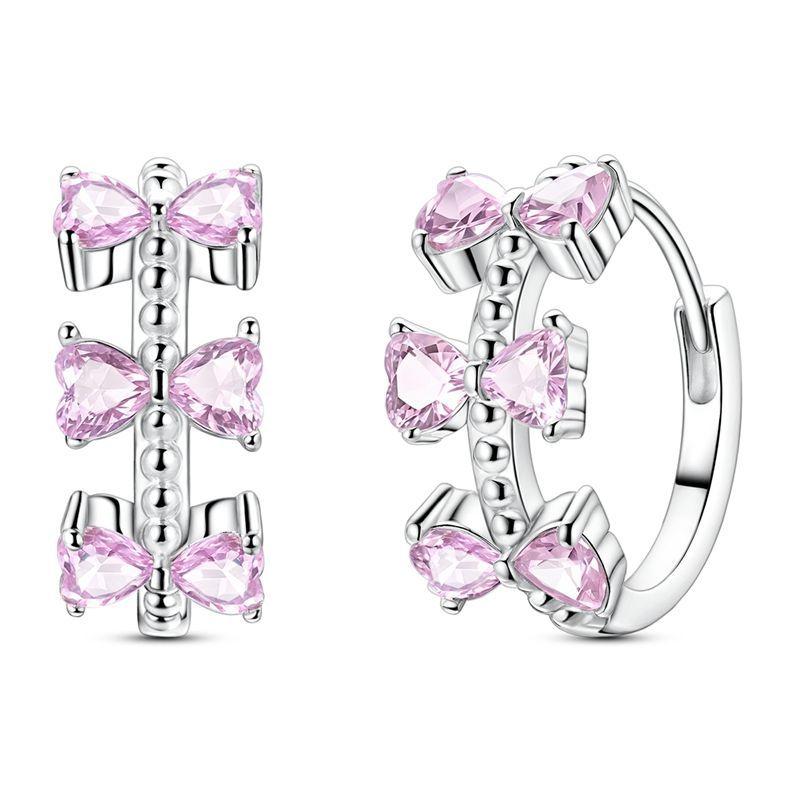 925 Silver Charms Colorful Bow Set Earrings Ring Beads Pendant for Women Bracelets Necklaces DIY Jewelry Gift