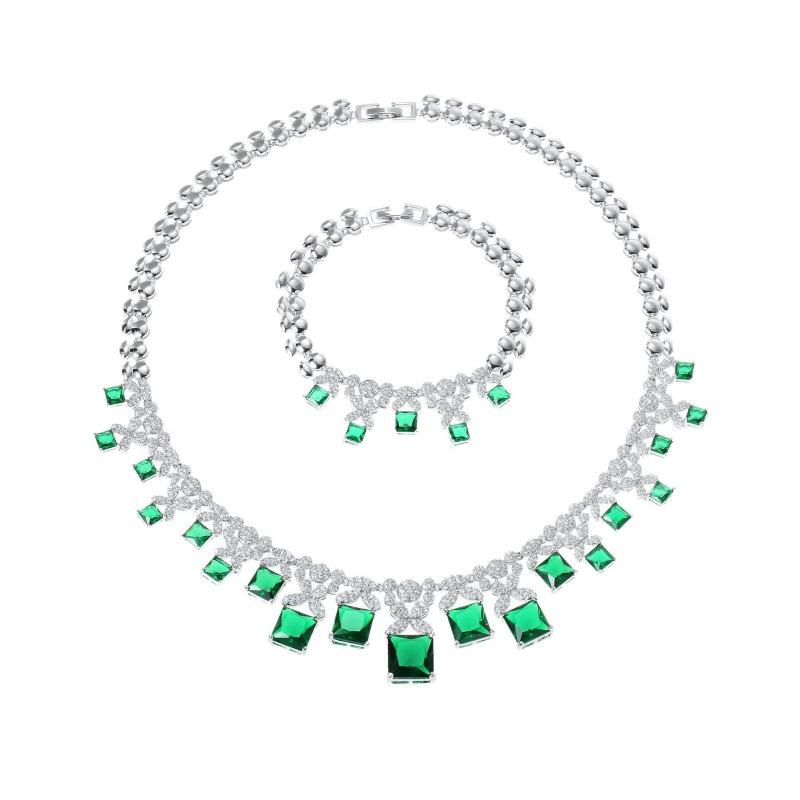 Циркон Ожерелье Серьги Браслет Кольцо Набор из четырех предметов Свадебное платье Аксессуары для ужина Женский