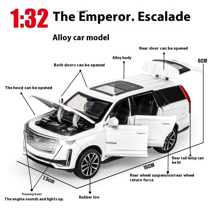 AABHU1 Diecast 1:32 Cadillac Escalade SUV Alloy Model Sound And Light Pull Back Toy Accessories For The Car Birthday Present For Boys