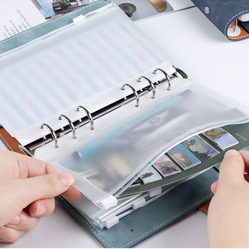 A6 Artificial Leather Button Closure Binder with Cash Envelope Pocket and Replacement Storage Bag, Perfect for Budgeting and Savings in Daily Life