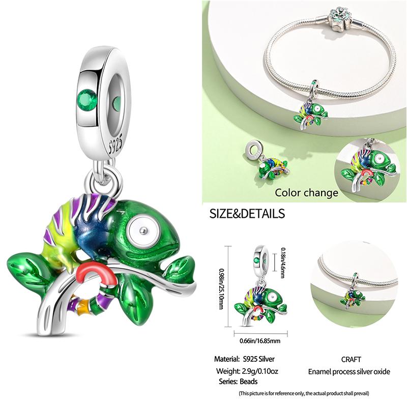 Glow in The Dark Firefly Charm Bead Fit Necklace Bracelet 925 Silver Chameleon Pendant Beads Women DIY Jewelry Making